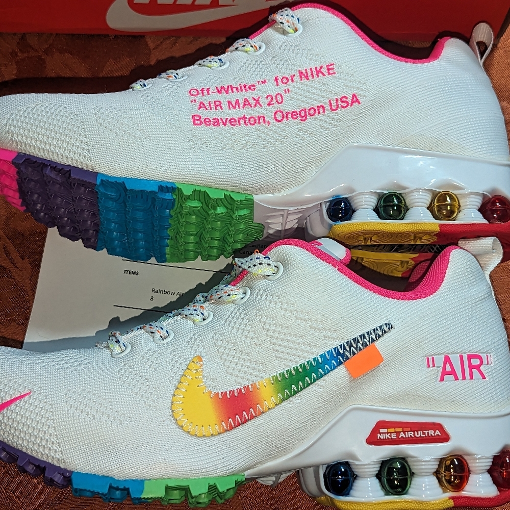 Women's Custom Nike AirUltra Max 20 shoes, Size 8, Rainbow colored